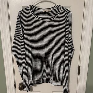 Loft Black and White Striped Long Sleeve Top/thin sweater XL